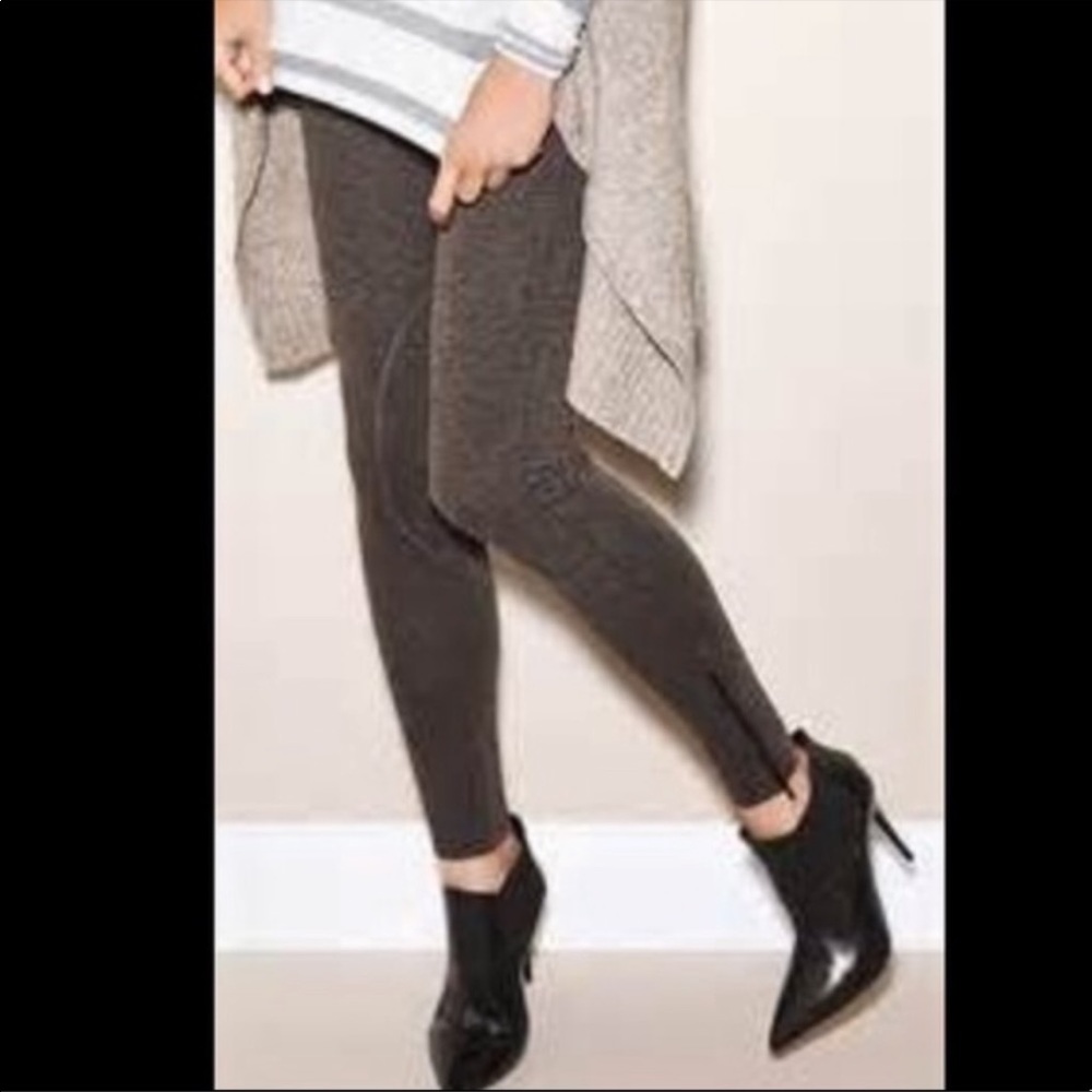 Cabi heather brown ponte knit riding leggings jeggings XS Zip ankles
